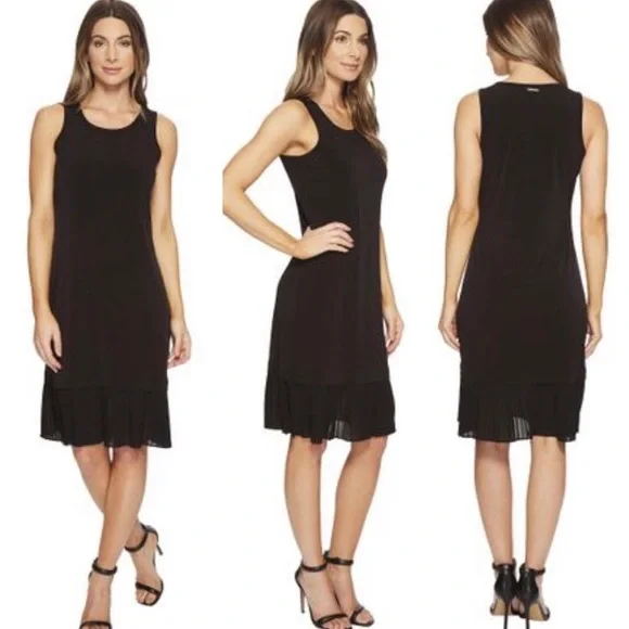 michael kors pleated hem dress Michael Michael Kors Women's Pleated Shift Dress - Black